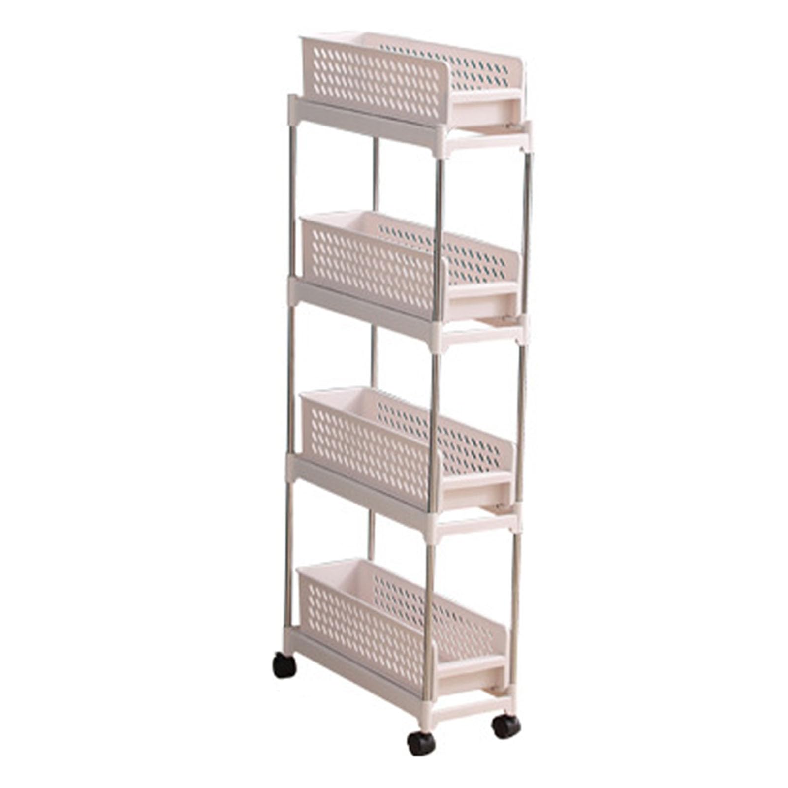 Chariot de rangement réglable et polyvalent, étagère amovible en plastique avec roulettes