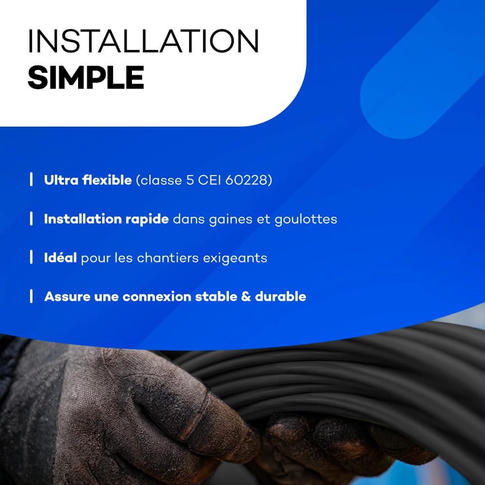 SOLIDSPARK Cable Panneau Solaire noir 6mm² - Haute performance - 25m