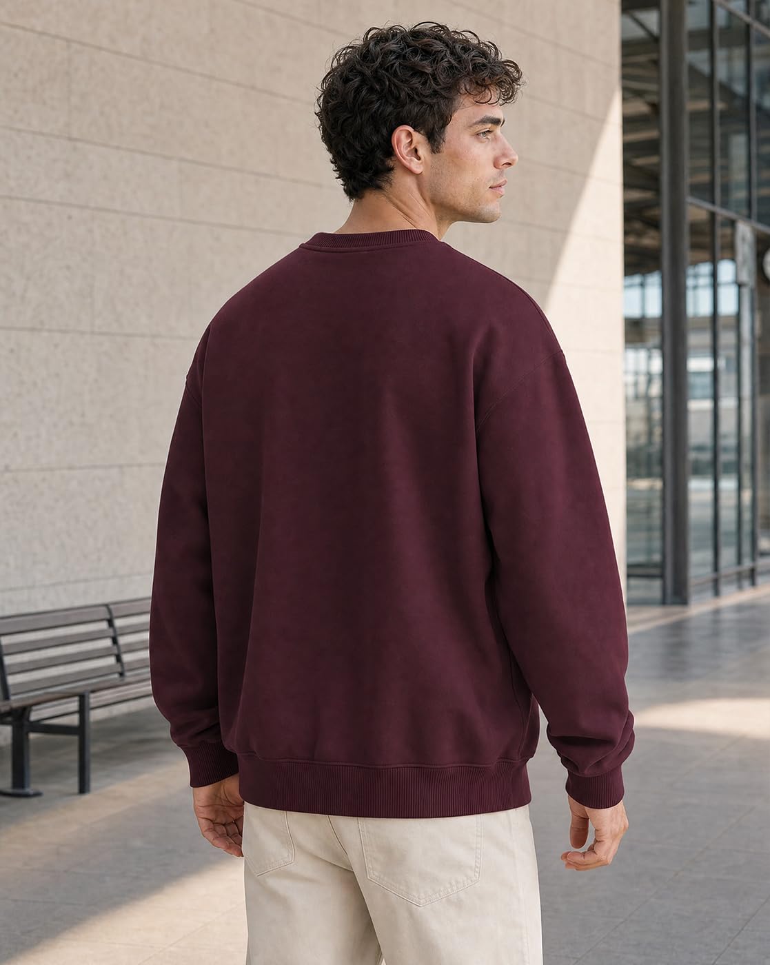 NOBERO Stylowe bluzy oversize dla mężczyzn | 280 g/m² bawełna bogaty polar jednolity oversize luźny krój bluzy męskie | stylowa i swobodna bluza zimowa dla mężczyzn