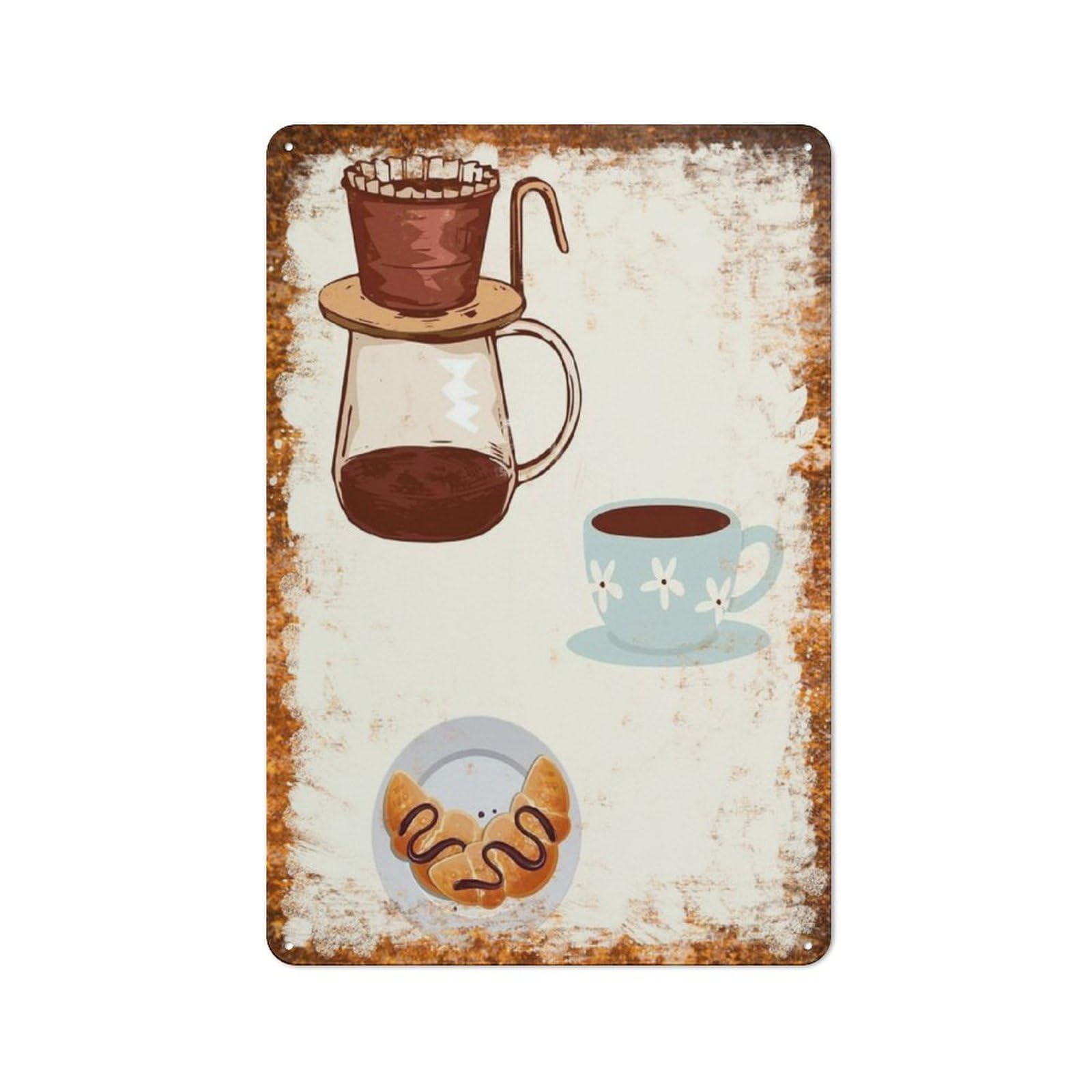 peiyeety Metal Tin Sign Coffee and Donut Pattern Vintage Rustic Wall Art Kitchen Bathroom Bedroom Living Room Cafe Farmhouse Entryway Office Garage Home Bar Laundry Room Porch Patio 6x8 Inch