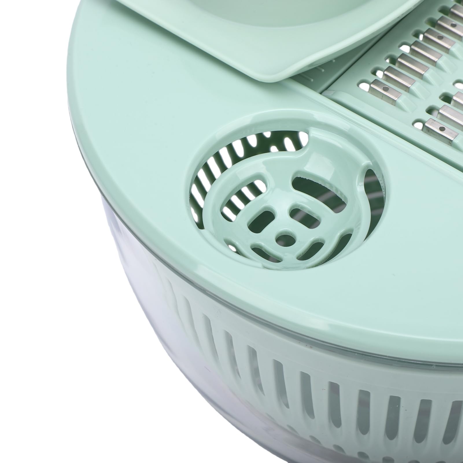 Cocoarm Ensalada Spinner ABS PP Acero Inoxidable Secador de Lechuga Lavadora de Verduras con 5 Cuchillas Ensaladora Manual de 5,3 Cuartos para Preparación de Ensaladas de Cocina Casera (GREEN)