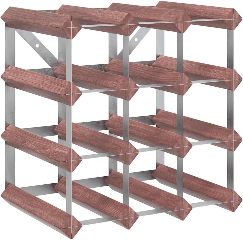 vidaXL Soporte para Vinos de Madera Pino y Acero - 12 Botellas - Montaje en Pared