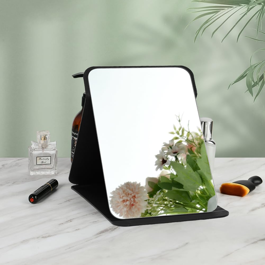 OSDUE Miroir de Maquillage, Portable Table Miroir Pliable Super HD Multi Angle Pliant en Cuir PU Facile à Transporter Miroirs de Voyage Ultra Fin et Durable Pliable, 26x18cm