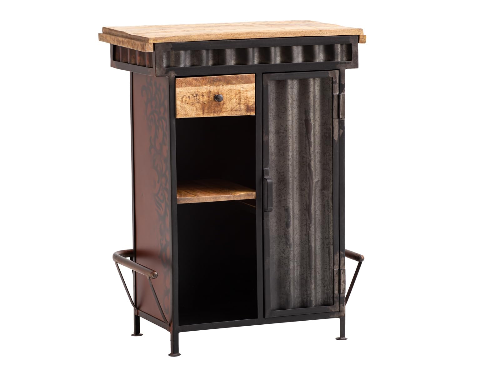 Woodkings Bartresen Hollowhorn Stehtisch 75x100x42 cm aus Metall & Mangoholz Tresen Braun Gold für Hausbar Wohnzimmer Ladentheke Empfangstresen Werkstatt