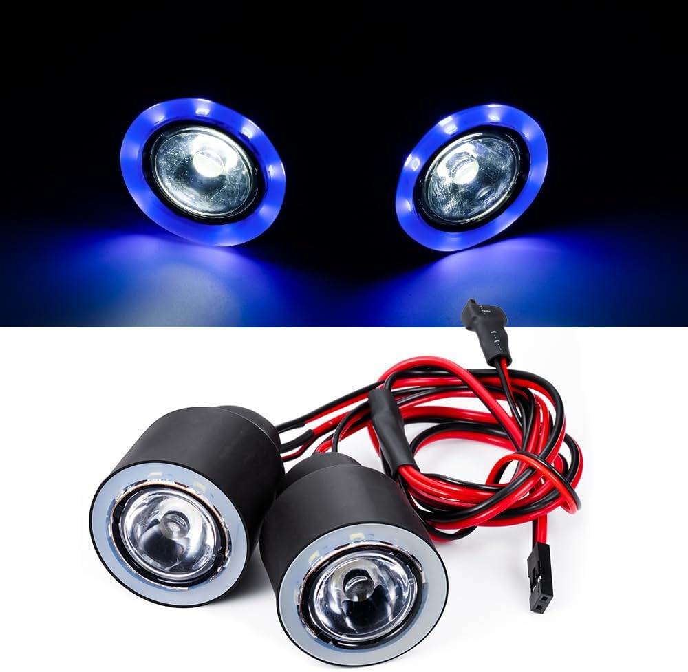 MORLORDY RC Angel & Demon Eyes 2 LEDs Headlights Halo Lights for AXIAL SCX6 AXI05000 JLU 1/6 RC Crawler Car Upgrade Part (Blue)