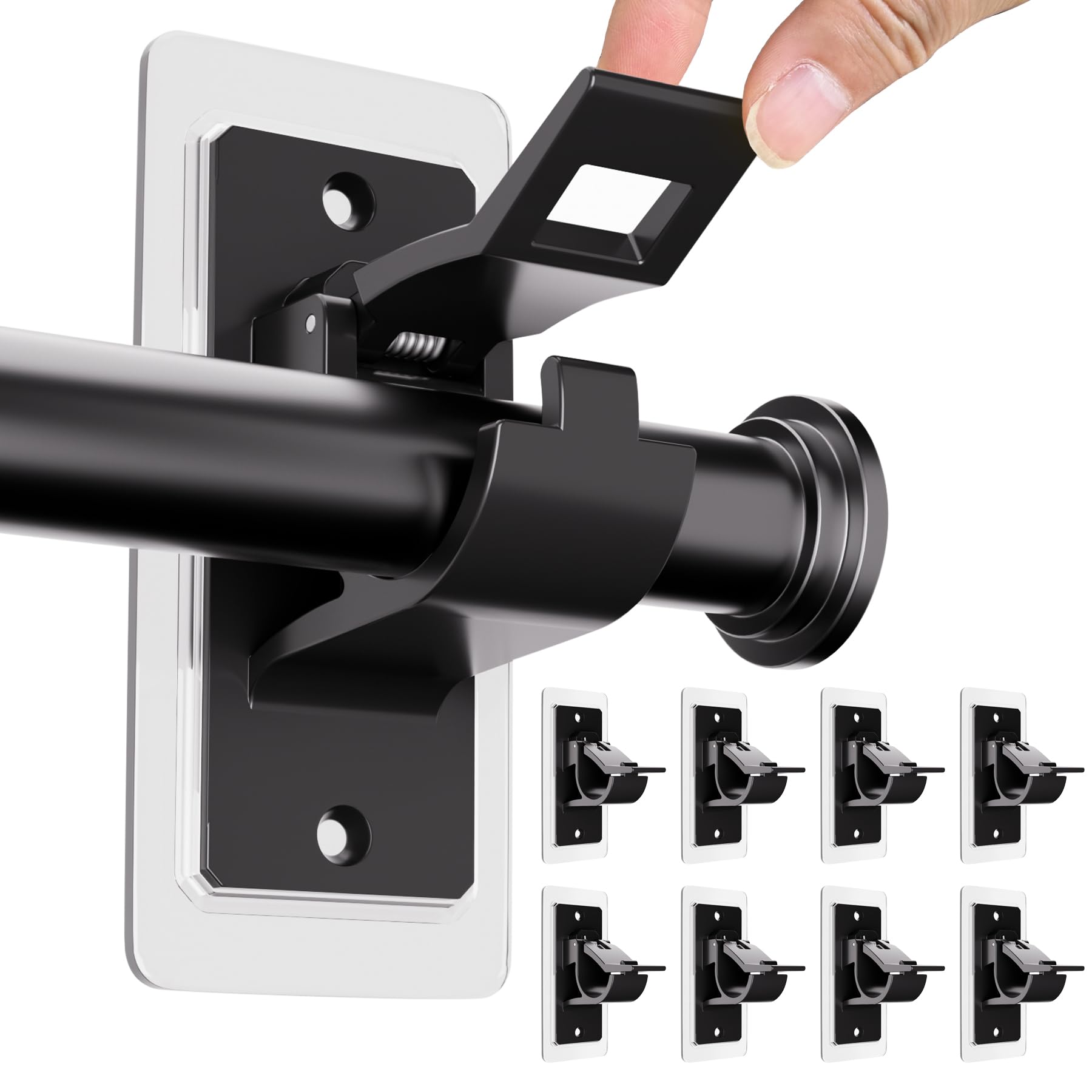 Snapklik.com : 8PCS No Drill Curtain Rod Bracket, Self Adhesive Curtain