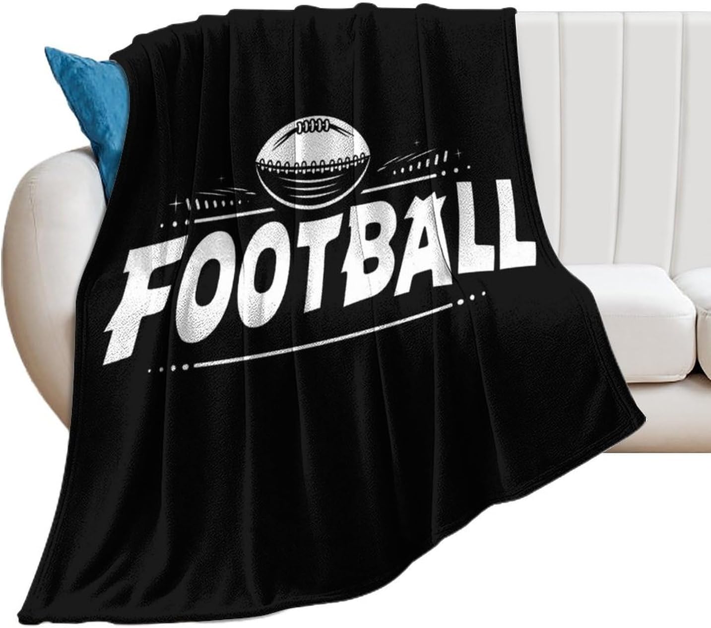 Football Player Gift Soft Throw Blanket Flannel Warm Lightweight Plush Blankets for Couch Sofa Bedroom Travel