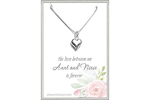 Niece Gift: Tiny Sterling Silver Puffed Heart Necklace