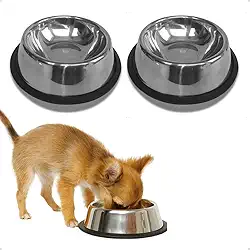 KIT 2 Comedouro de Inox 150ml para Cães e Gatos Mini Filhotes Pote Ração Água Bebedouro Antiderrapante