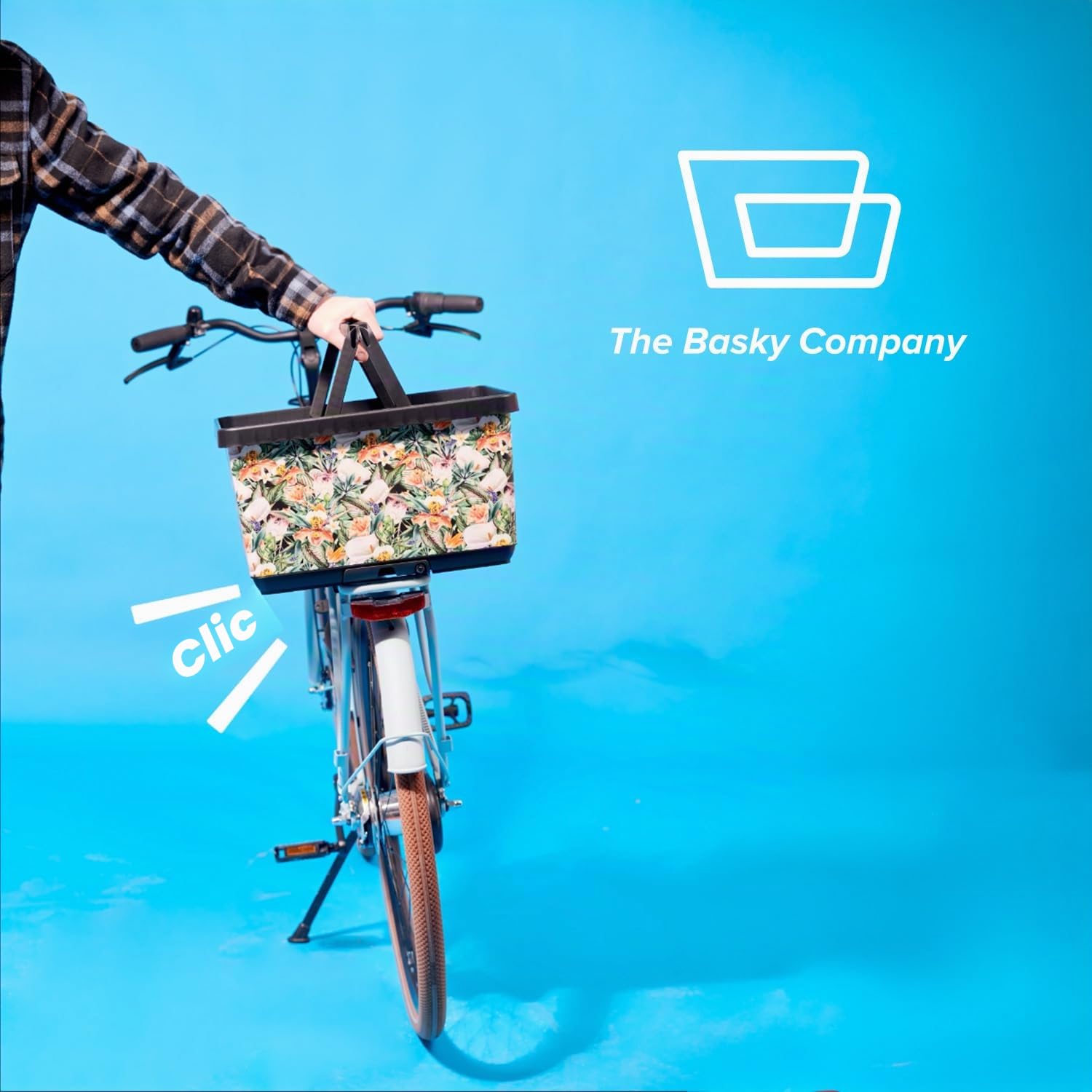 Basky Basket Panier à Vélo Arrière et Avant | Amovible | Motif Dessin | Caisse pour vélo & e-Bike | Adaptable avec Système de Clic et Verrou intégré | Matériaux Durables