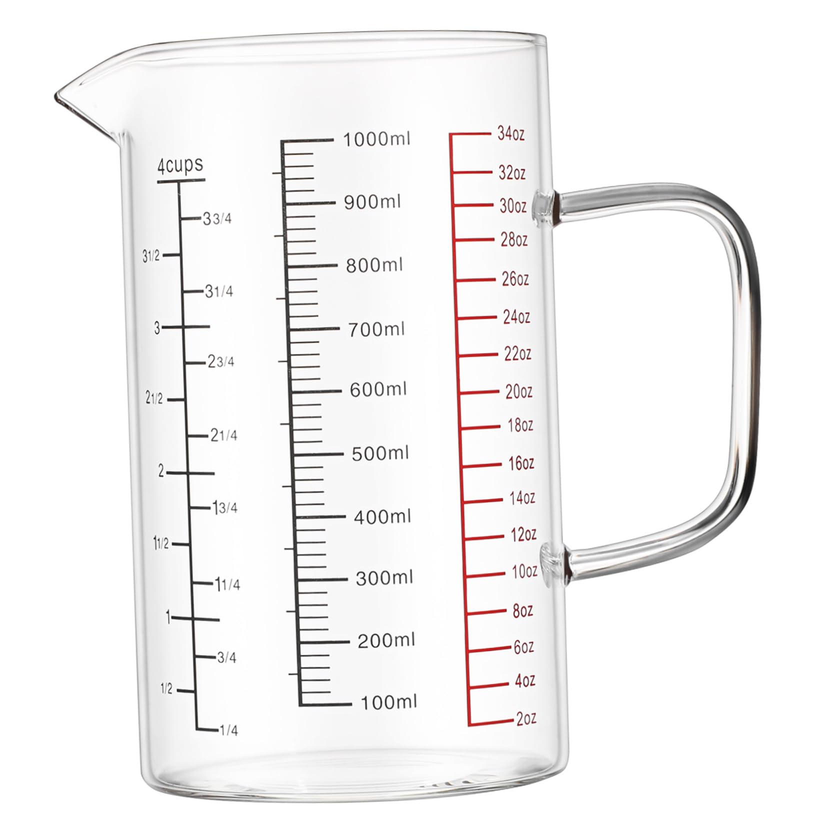 Misurino in Vetro Graduato 1000ml per Cucina e Caffè