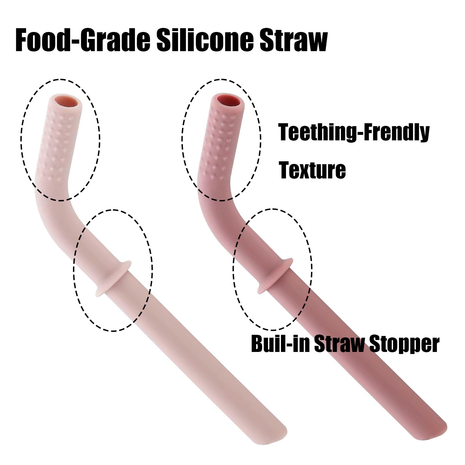 PandaEar Ensemble Repas Bébé Inox | 2 Assiettes Ventouse Compartimentées, 2 Gobelets Paille Antifuite avec Manchons Silicone, 2 Fourchettes & 2 Cuillères | Sans BPA (Rose)