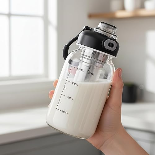 Miniatura 3 de Juego de 2 botellas de agua de vidrio, vaso agitador de 27 onzas con bola de acero inoxidable 304, filtro y funda para tazas, tazas a prueba de