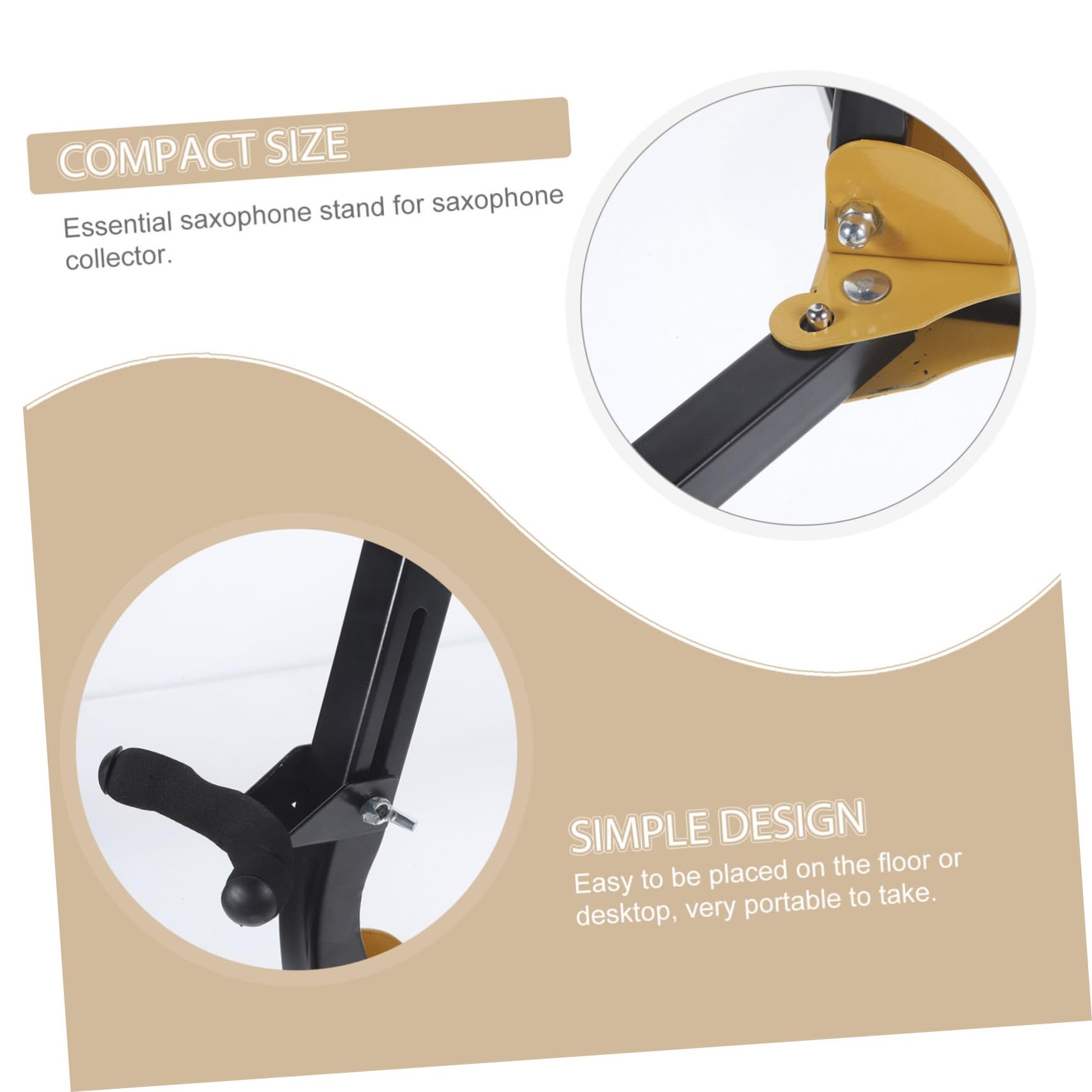 Yardwe Supporto per Sax Contralto Pieghevole, Porta Sassofono Nero | Ferro, Schiuma e Abs, Uso su Tavolo, Adatto a Saxofono e Clarinetto, Leggero e Portatile
