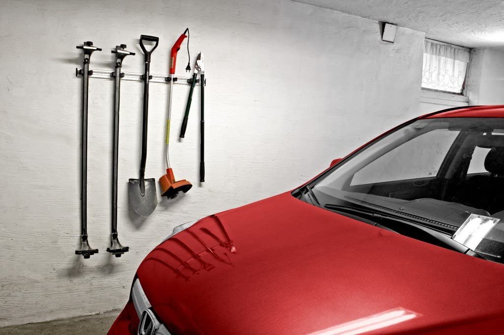 Wandschiene Professional 90 cm mit 5 Haltern schwarz für Gehhilfen Werkzeuge Stiele
