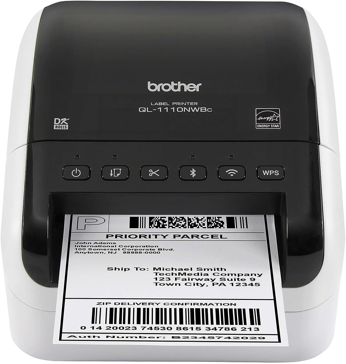 QL-1110NWBC Wide Format, Postage and Barcode Professional Thermal Label Printer with Wireless Connectivity, Black And White, 6.7" x 5.9" x 8.7"