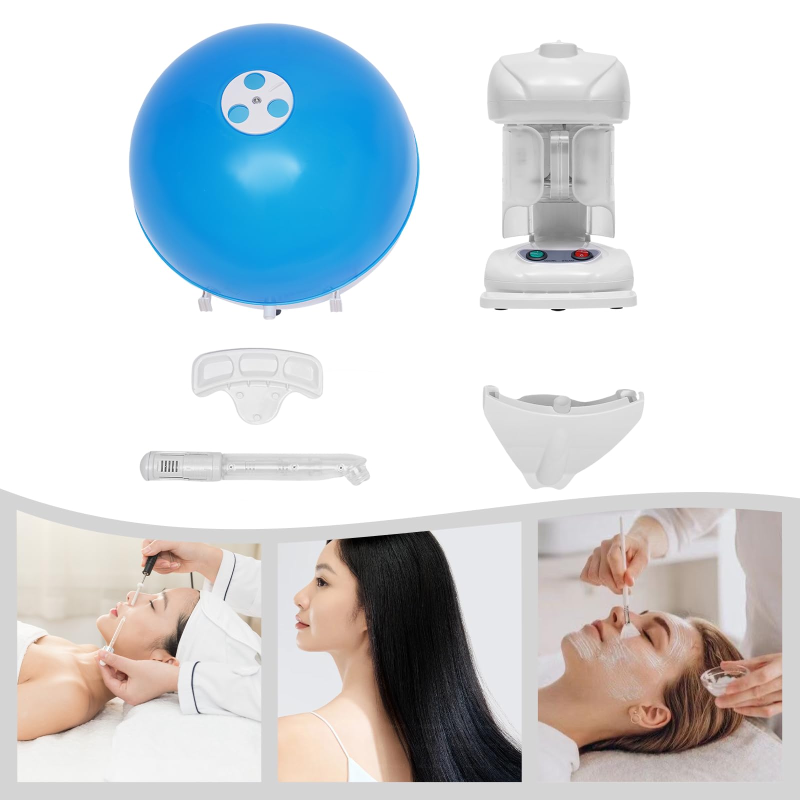 Macchina per la cura dei capelli per sauna facciale, 220 V, con modalità ozono e vapore, vaporizzatore viso 480 W, vapore viso e capelli, per casa, barbiere, negozi di bellezza, ecc
