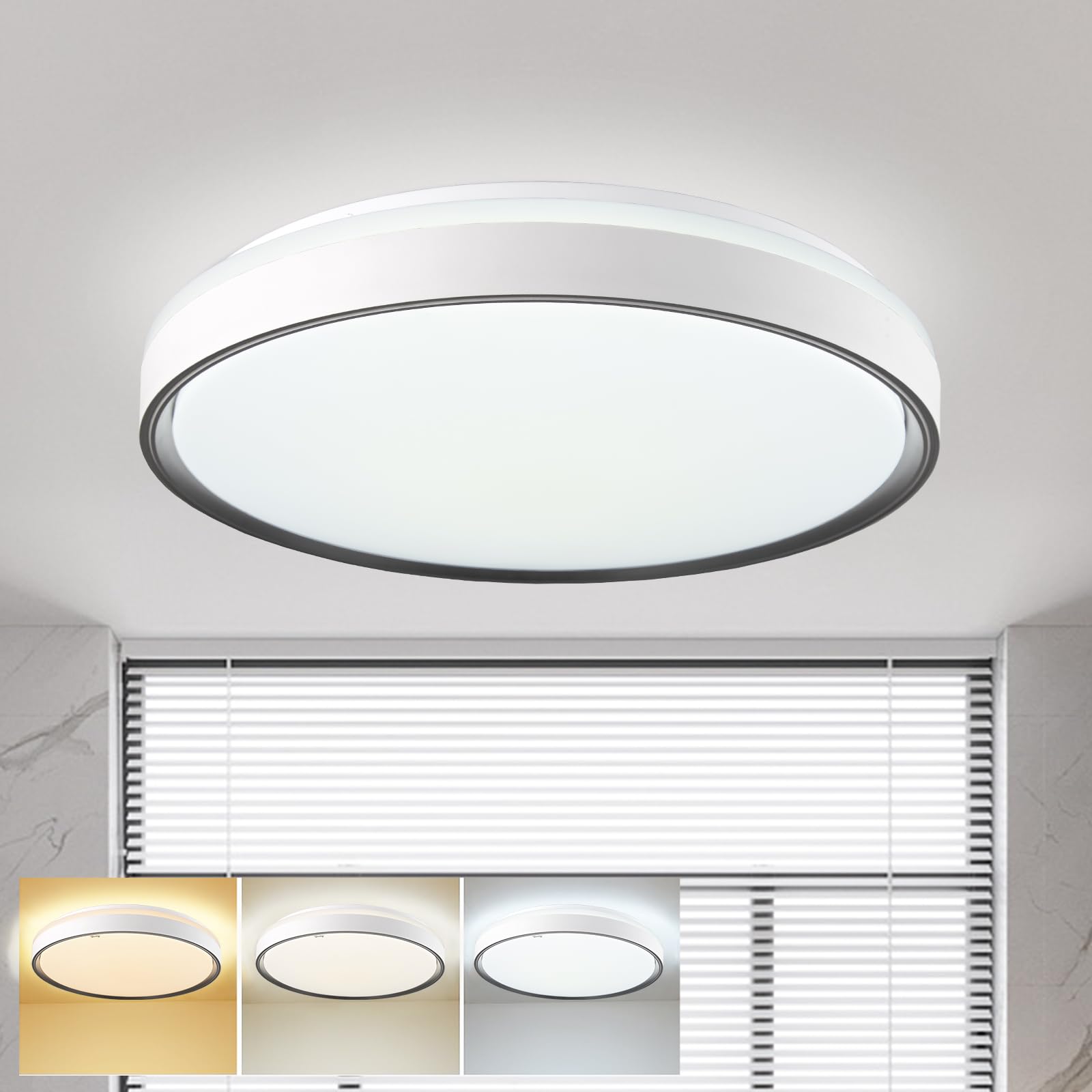 DINGLILIGHTING Round 32W LED Ceiling Light, Modern Flush Ceiling Light with Remote Control Dimmable Ceiling Lamp for Bedroom,Kitchen,Toilet,Living Room,3000-6000K,Black — image 1