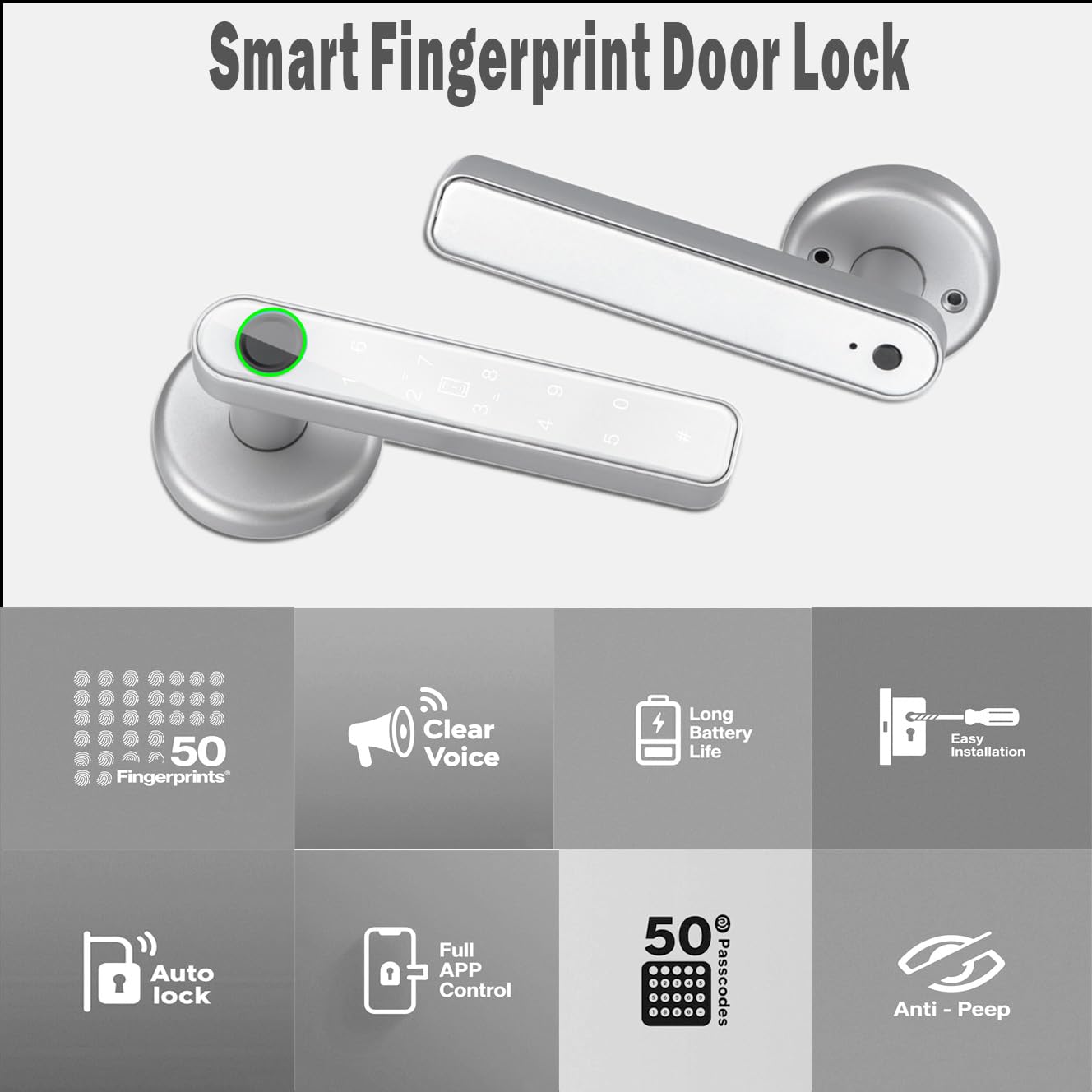 5 in 1 Smart Fingerprint Door Lock, Advanced Automatic Digital Handle with APP/Fingerprint/IC Card/Code/Keys - Image 4