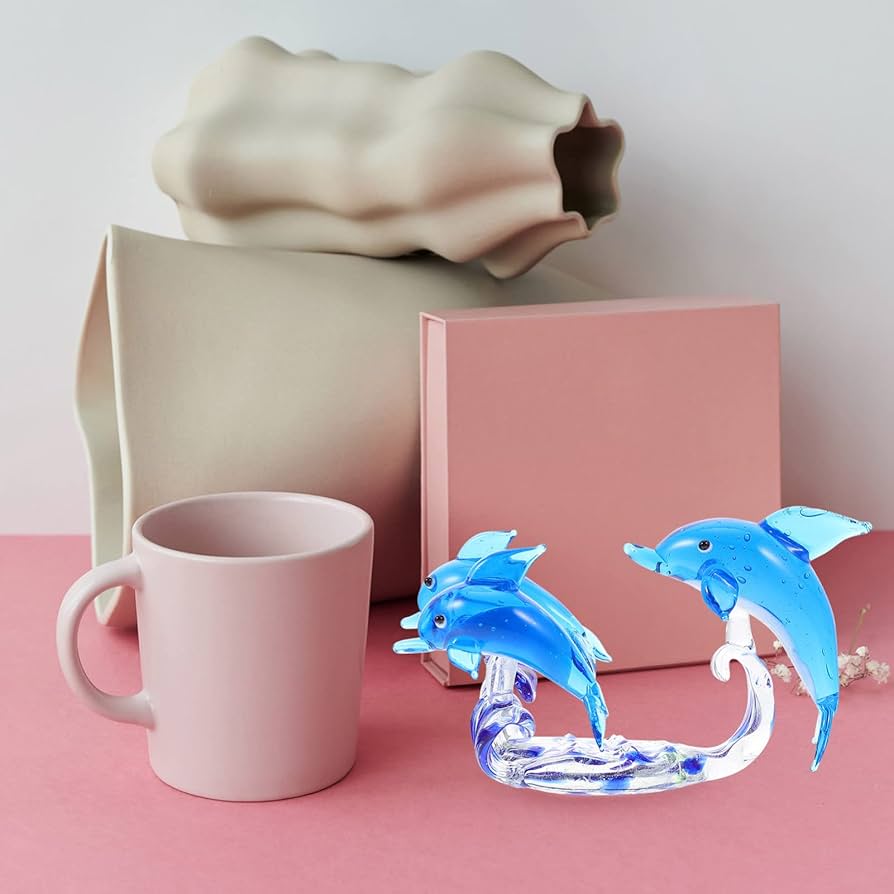 イルカガラスの置物ドルフィン彫刻 イルカガラスの置物ドルフィン彫刻