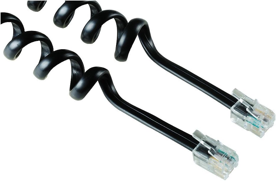 Senza Marca Cavo Spirale Per Telefono Fisso Portatile - 6 Piedi (182 Cm), Colore Nero, Connettori 4P4C Universali Cavo A Riccio 6 Piedi Nero - Foto 5