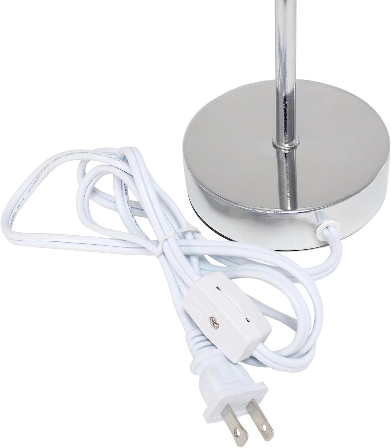Simple Designs LT1195-WHT-2PK 11.81" 2-Pack Subtle Sparkle Basic Chrome Mini Table Lamp Set, for Living Room, Bedroom, Office, White Shades