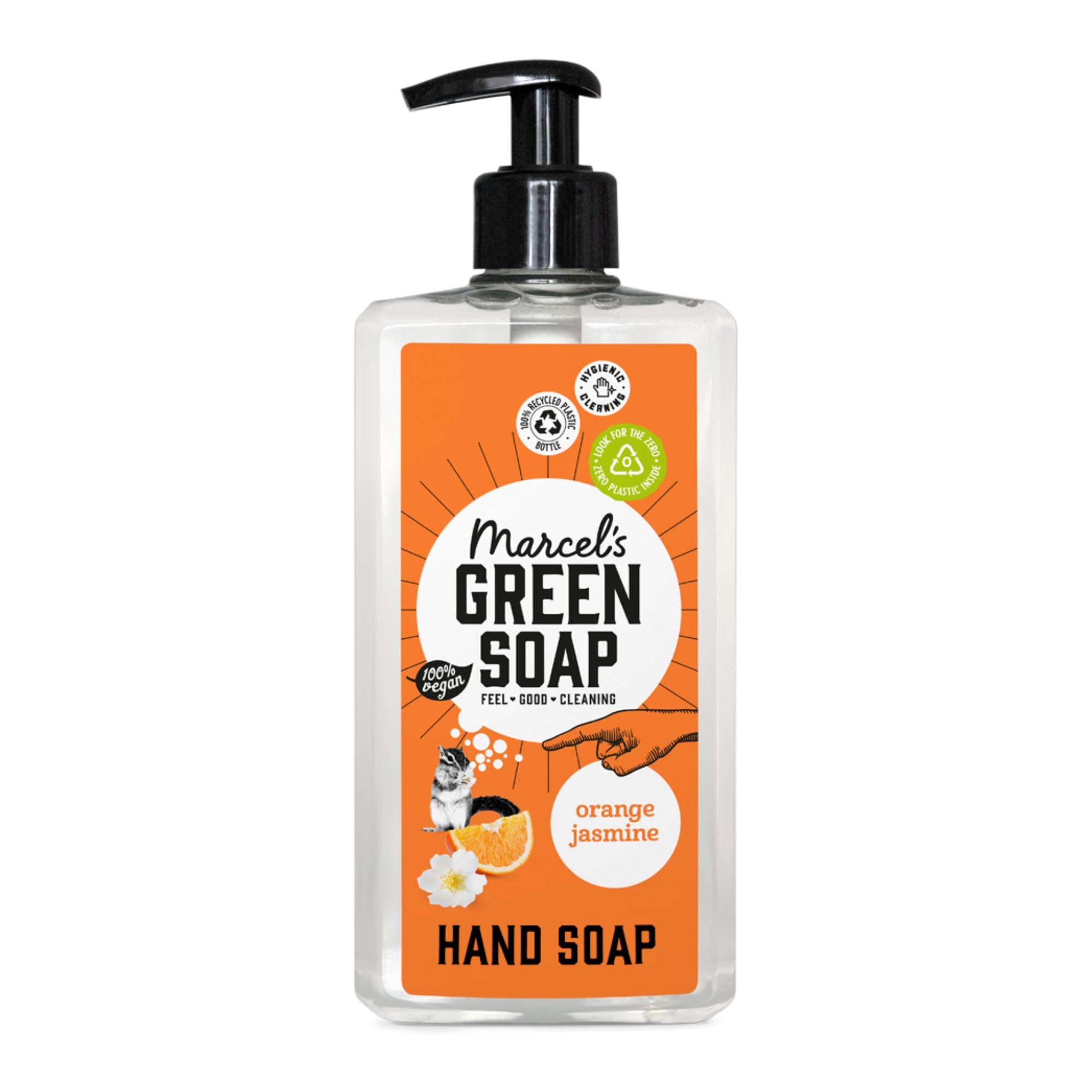 Marcel's Green Soap - Hand Soap Orange & Jasmine - Handwash Dispenser - Eco friendly - Vegan - 97% Biodegradable - 500 ML