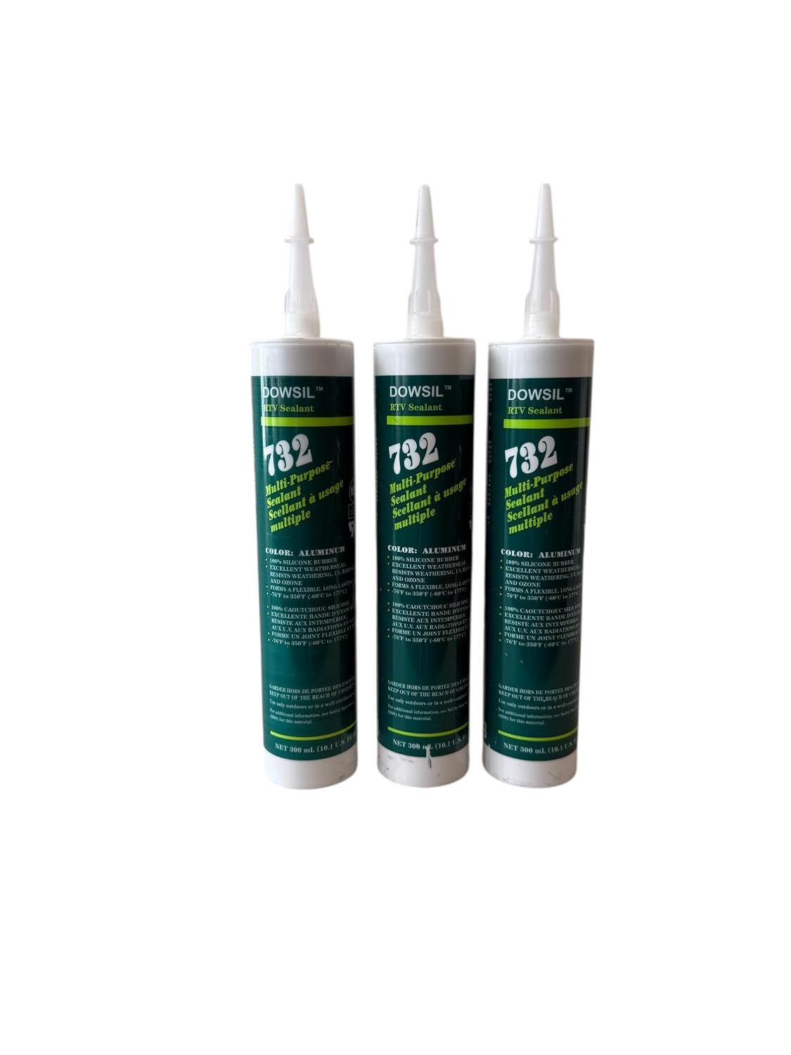 DOWSIL 732 Multi-Purpose Sealant Silicone Aluminum 10 oz (3-Pack)