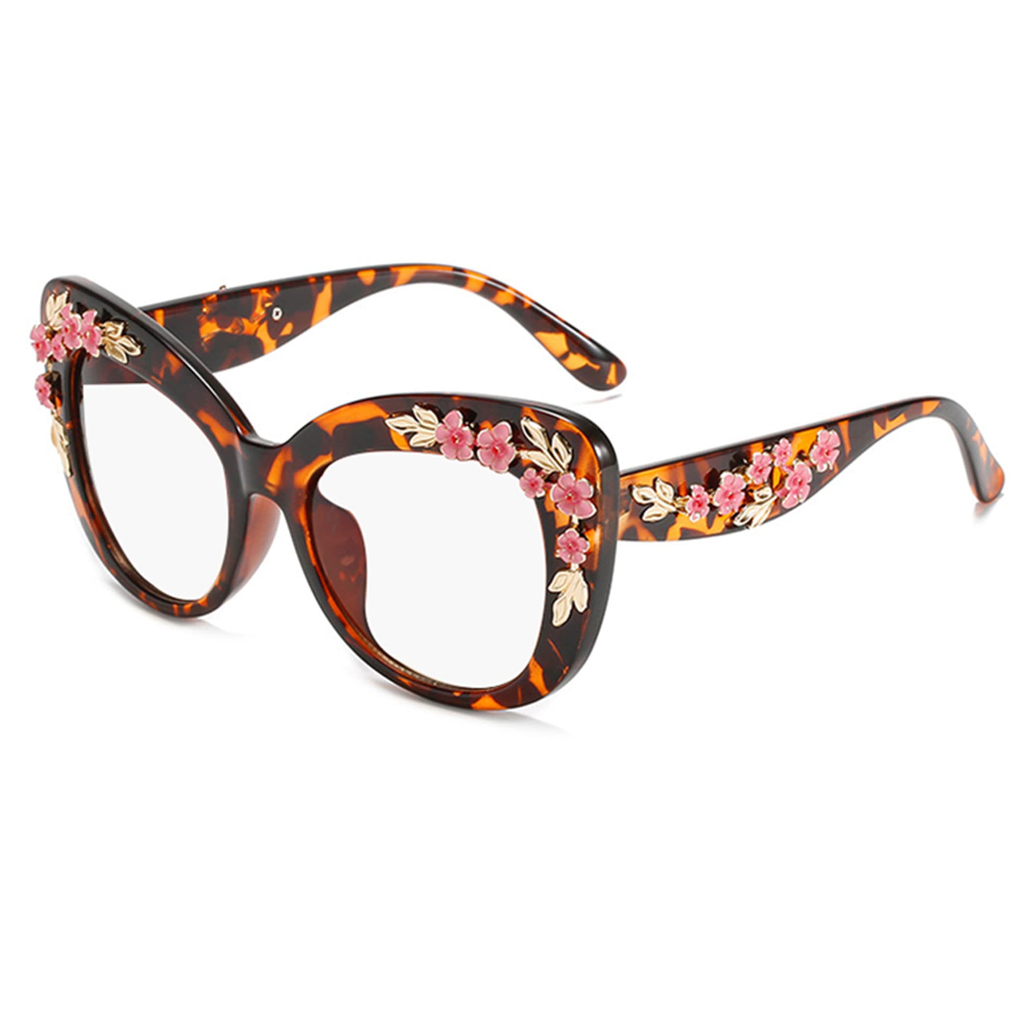 Bullabulling Oversized Eyeglasses Square Large Lenses flower Pattern Reading Glasses Readers