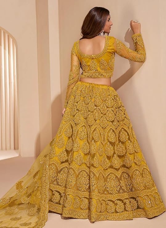 Image of ZAALIMA FASHION Women's Semi Stitched satin blend Lehenga Choli with Embroidered Pattern Unstitched Blouse and Dupatta Set | Women's Lehenga Cholis