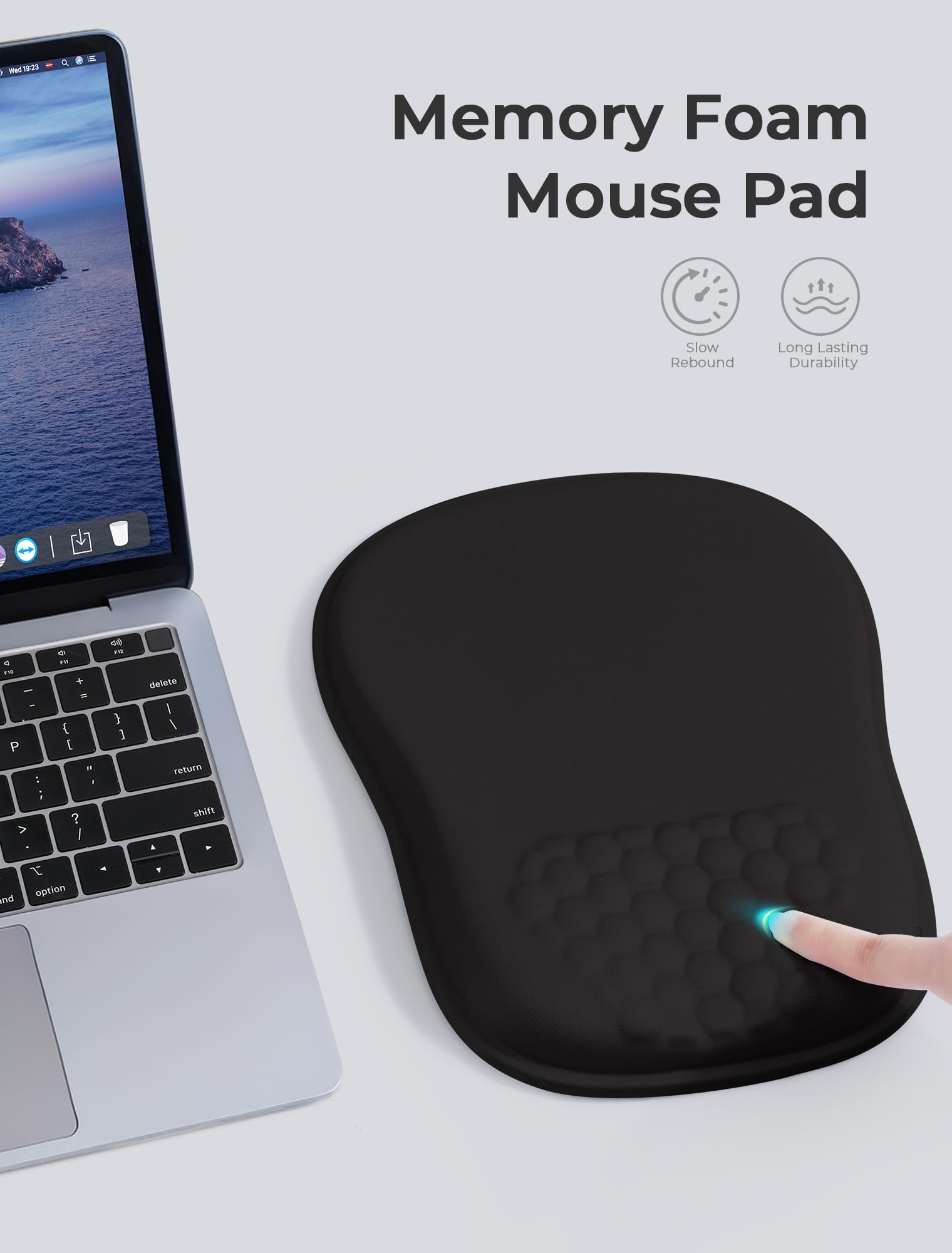 Estetyczna ergonomiczna podkładka pod mysz do łagodzenia bólu cieśni nadgarstka, do 65% obszaru myszy, pianka z pamięcią kształtu, wklęsła podkładka pod nadgarstek do biura, komputera, gier