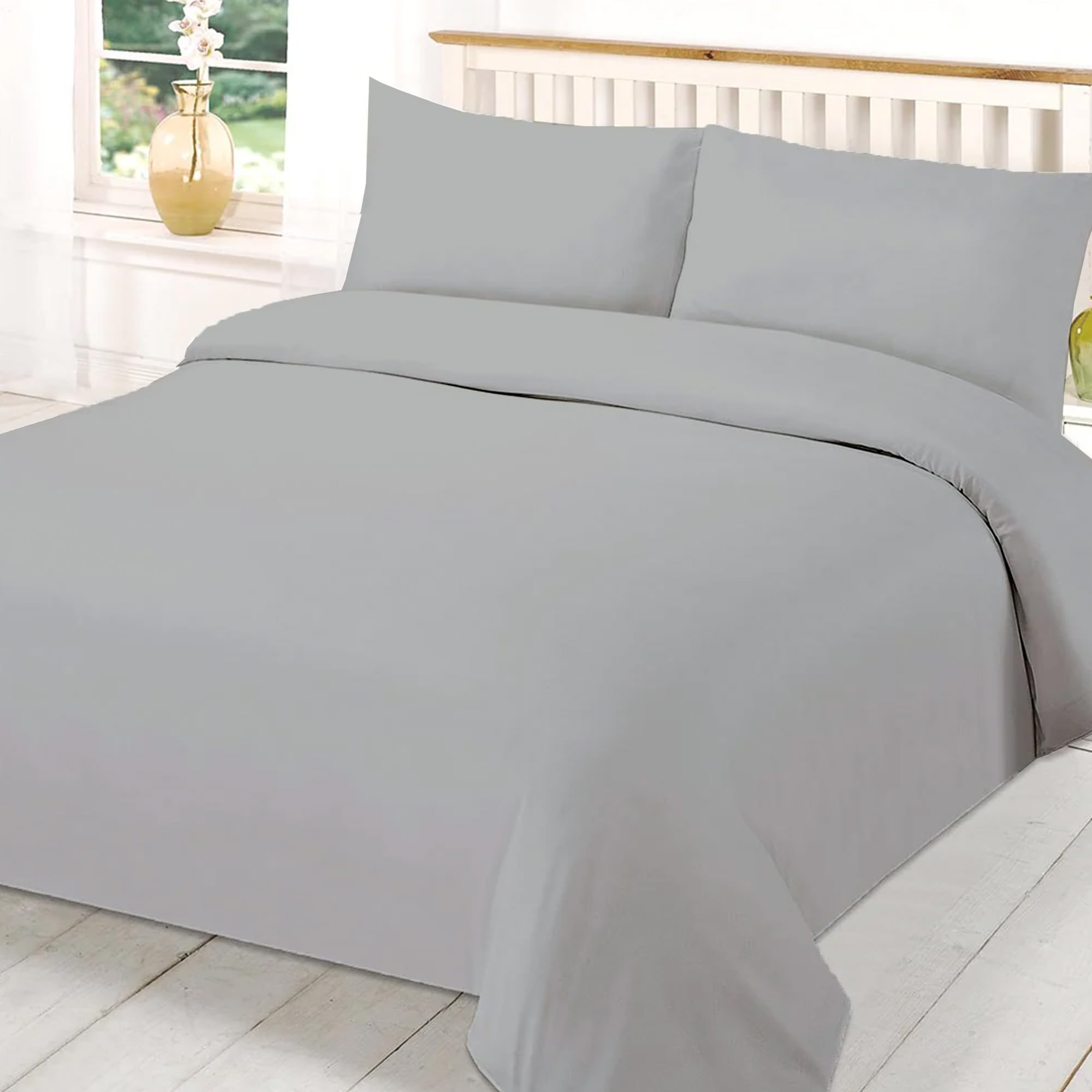 EverSoft Bedding 3PCS 100% Egyptian Cotton King Duvet Cover 400 Thread Count Kingsize Duvet Cover Sets with 2x Pillowcase King Size Duvet Cover Sets