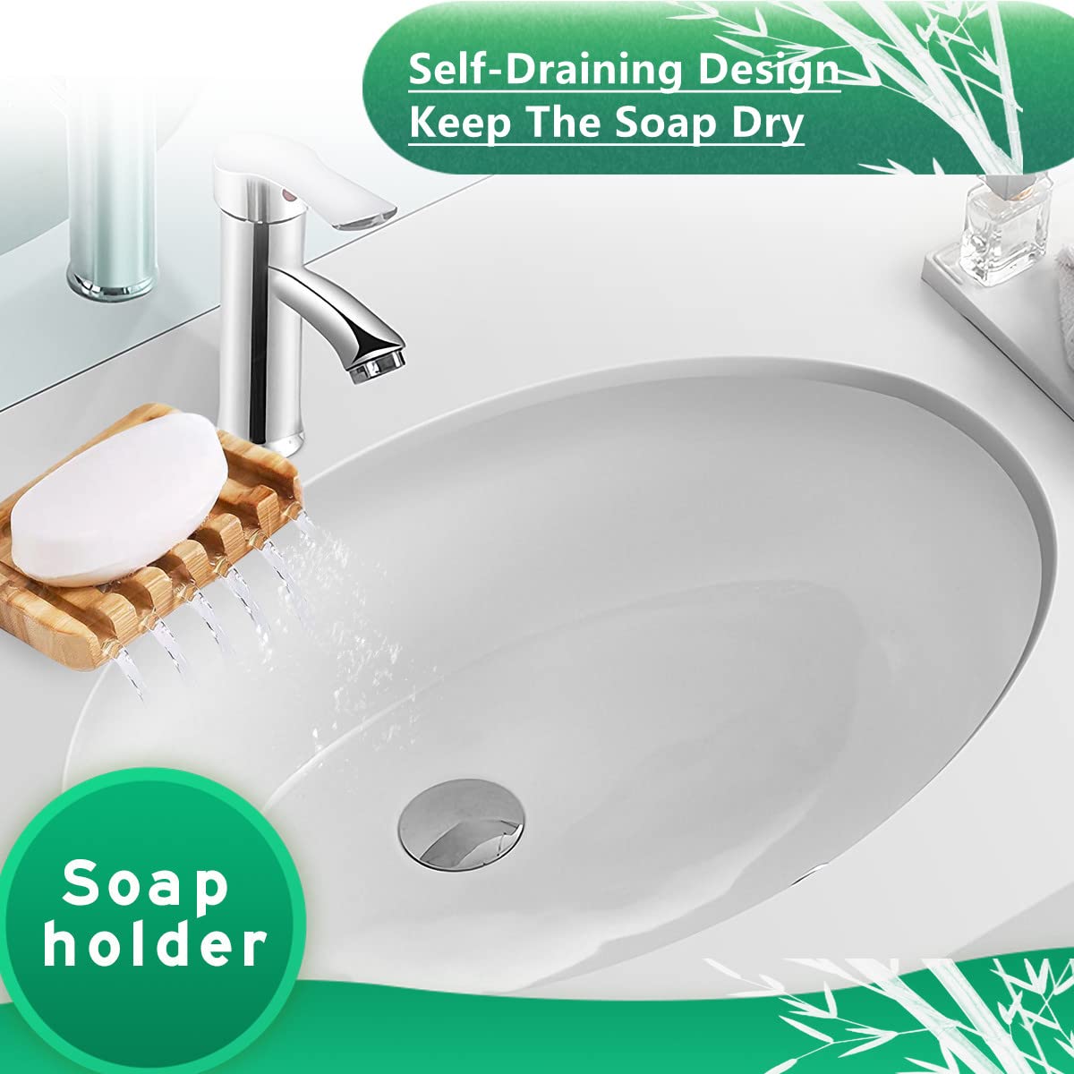 Paquete de 3 jaboneras de bambú, soporte de jabón de barra con bandeja autodrenante, ahorro de jabón de drenaje de cascada natural, utilizado para baño, cocina