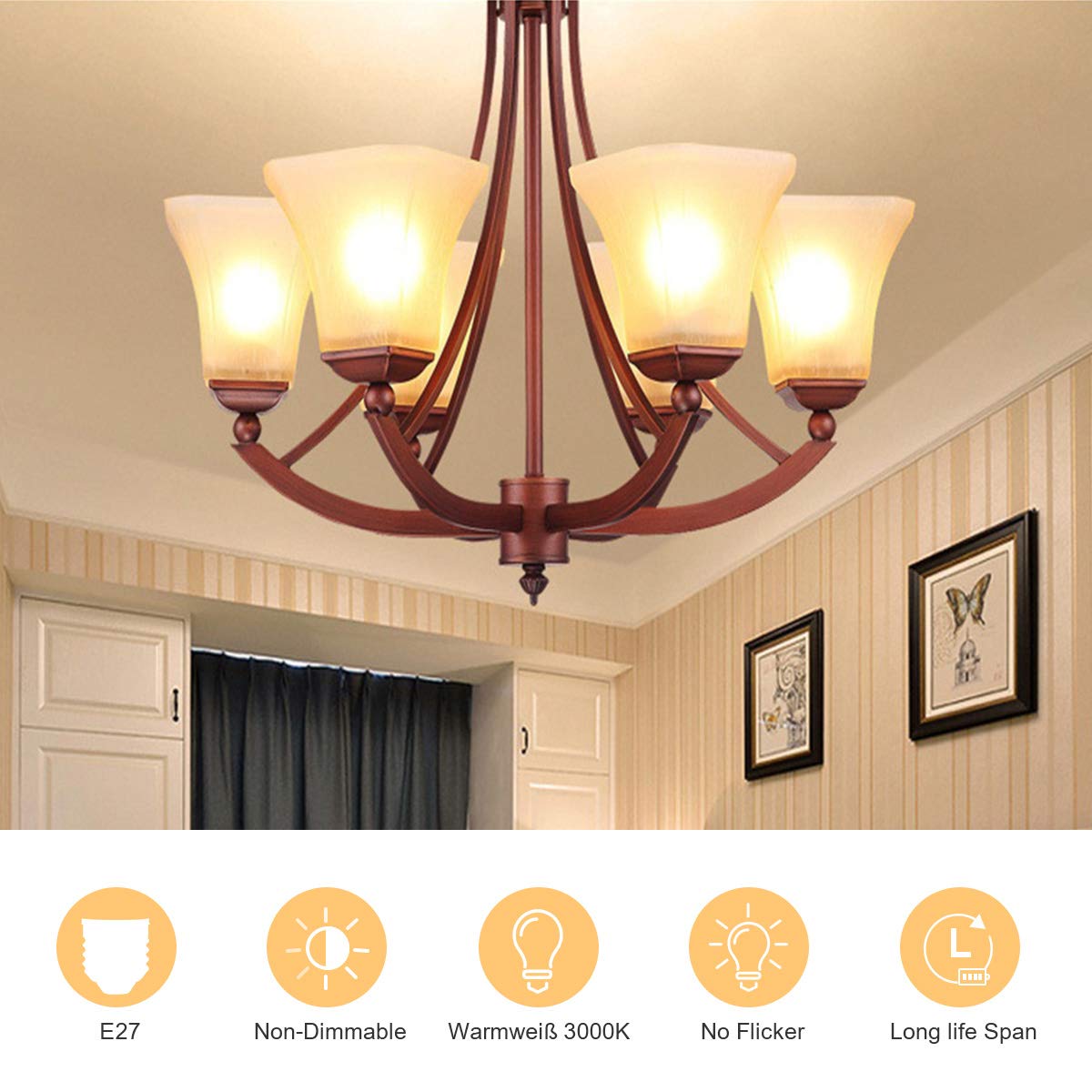 SanGlory E27 Bombilla LED 9W Blanca Neutra, 80W Incandescente Bombillas Equivalentes, Luz Neutra 4000K, 950Lm, Pequeño Edison Tornillo Bombillas LED E27, AC220-240V, No Regulable - 4 Unidades