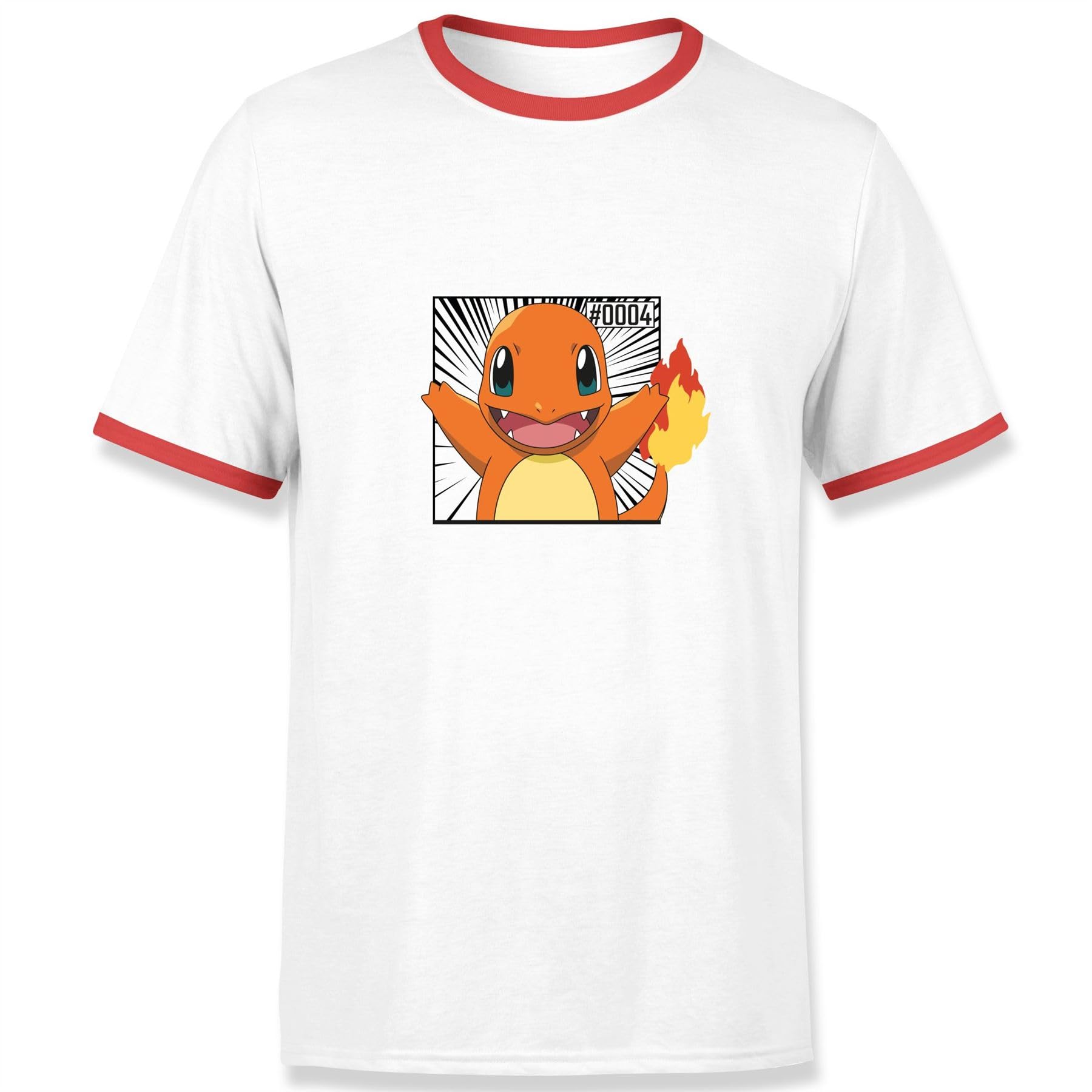 Zavvi Unisex Multi Official Pokémon Pokédex Charmander #0004 Ringer T-Shirt Black - S