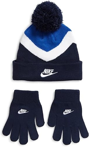 Nike Juego de 2 gorros y guantes de bloque de color para niño