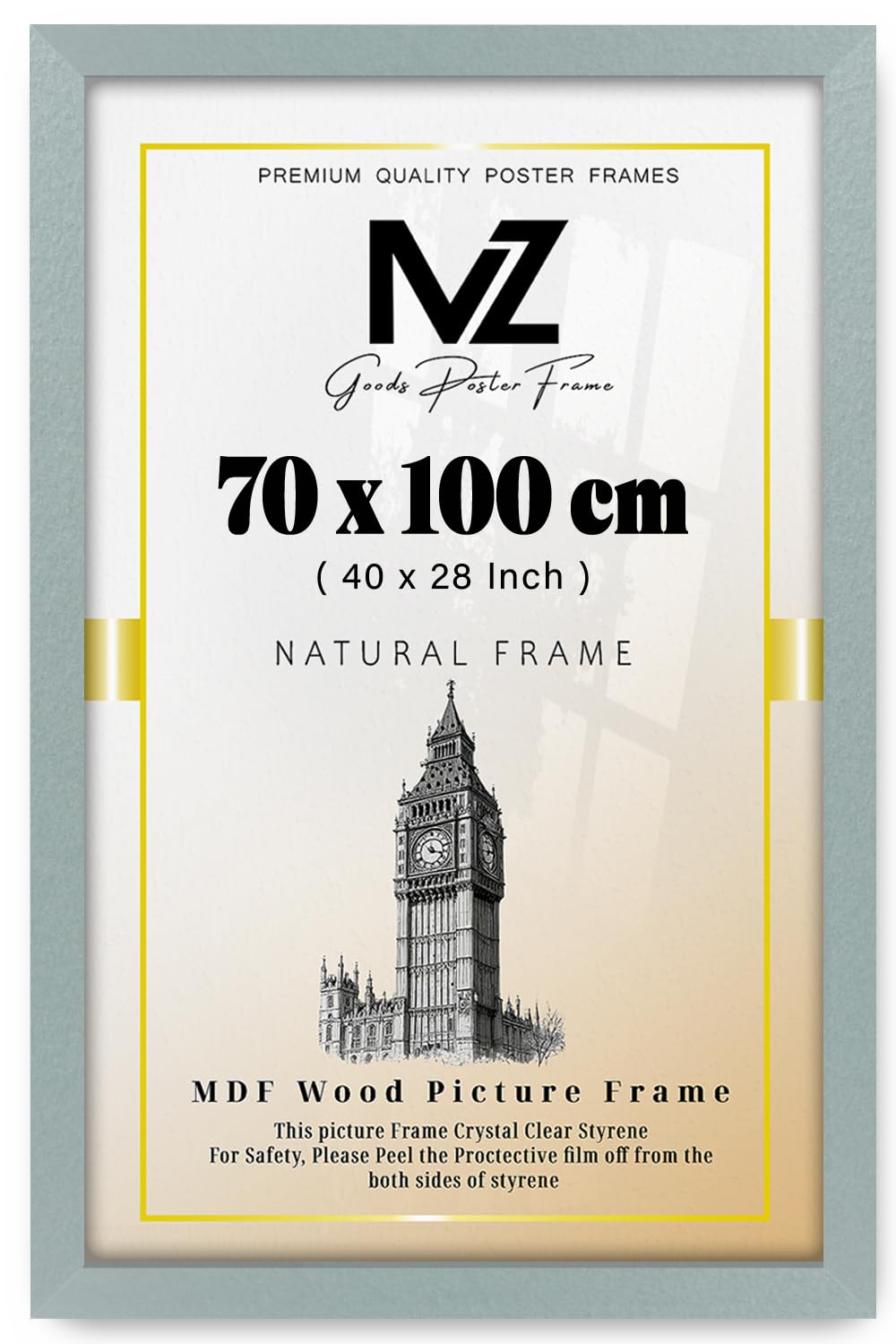 Mz Goods Silver | Modern 700 X 1000 Mm Wood Finish, 40X28 Inch Minimalist Wall Decor, Ready To Frame, For Office & Study Room (70 X 100 Cm) [ ]