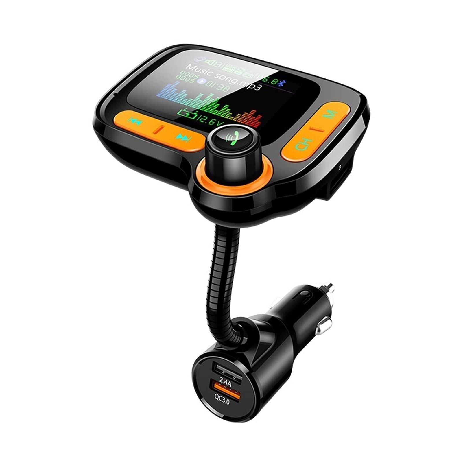 Adattatore Audio Bluetooth. 1,77 Pollici TFT. Schermo Car FM Trasmettitore Bluetooth 5.0 Modulatore Aux Car MP3 Music Player Player HandsFree QC3.0. Caricatore rapido Dual. USB