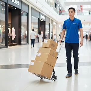 Stanz Folding Hand Truck Portable Folding Hand Cart Aluminum Dolly Cart Push Truck Trolley Maximum Load 175 lbs, with Black Bungee Cord, Telescoping Handle