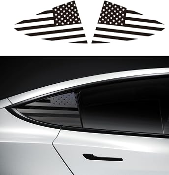 CONGCONG American Flag Decal Fits Tesla Model 3 Rear Side Quarter Window Decal 2 Pieces A