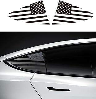 American Flag Decal Fits Tesla Model 3 Rear Side Quarter Window Decal (2 Pieces) (A)