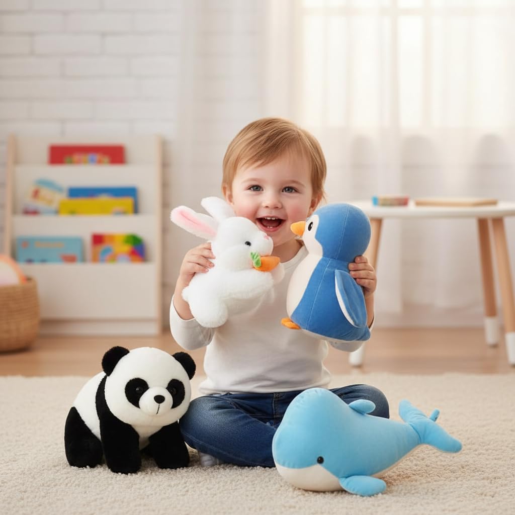 Future Shop Pack of 4 Elegant Soft Toys Combo Set Penguin,Dolphine,Rabbit & Panda Toy Animals for You - 28 cm (Multicolor)-image-24
