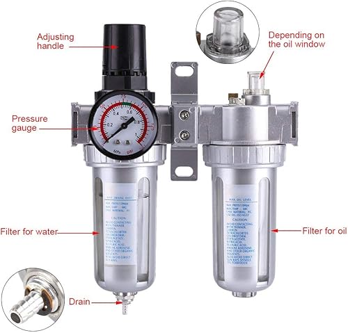 Miniatura 5 de SFC300 3/8 '' regulador de filtro de aire comprimido Herramienta separadora de limpiador de trampa de agua