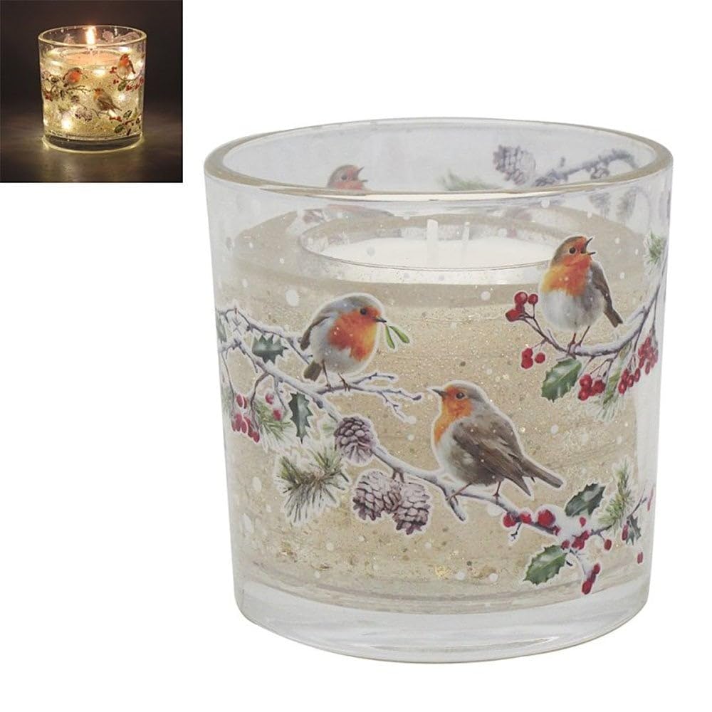 Lesser & Pavey White Christmas Robin Led Gel Candle By Macneil Studios