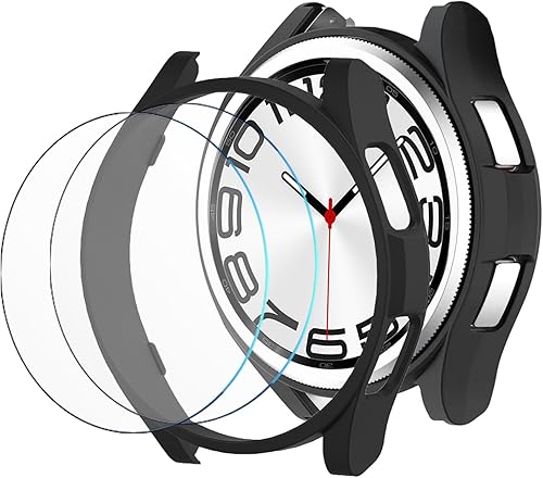 Paquete de 2 Funda para Samsung Galaxy Watch 6 Classic de 1.693 in, carcasa protectora ultrafina de policarbonato duro resistente al agua, protector Paquete de 2 Funda para Samsung Galaxy Watch 6 Classic de 1.693 in, carcasa protectora ultrafina de policarbonato duro resistente al agua, protector