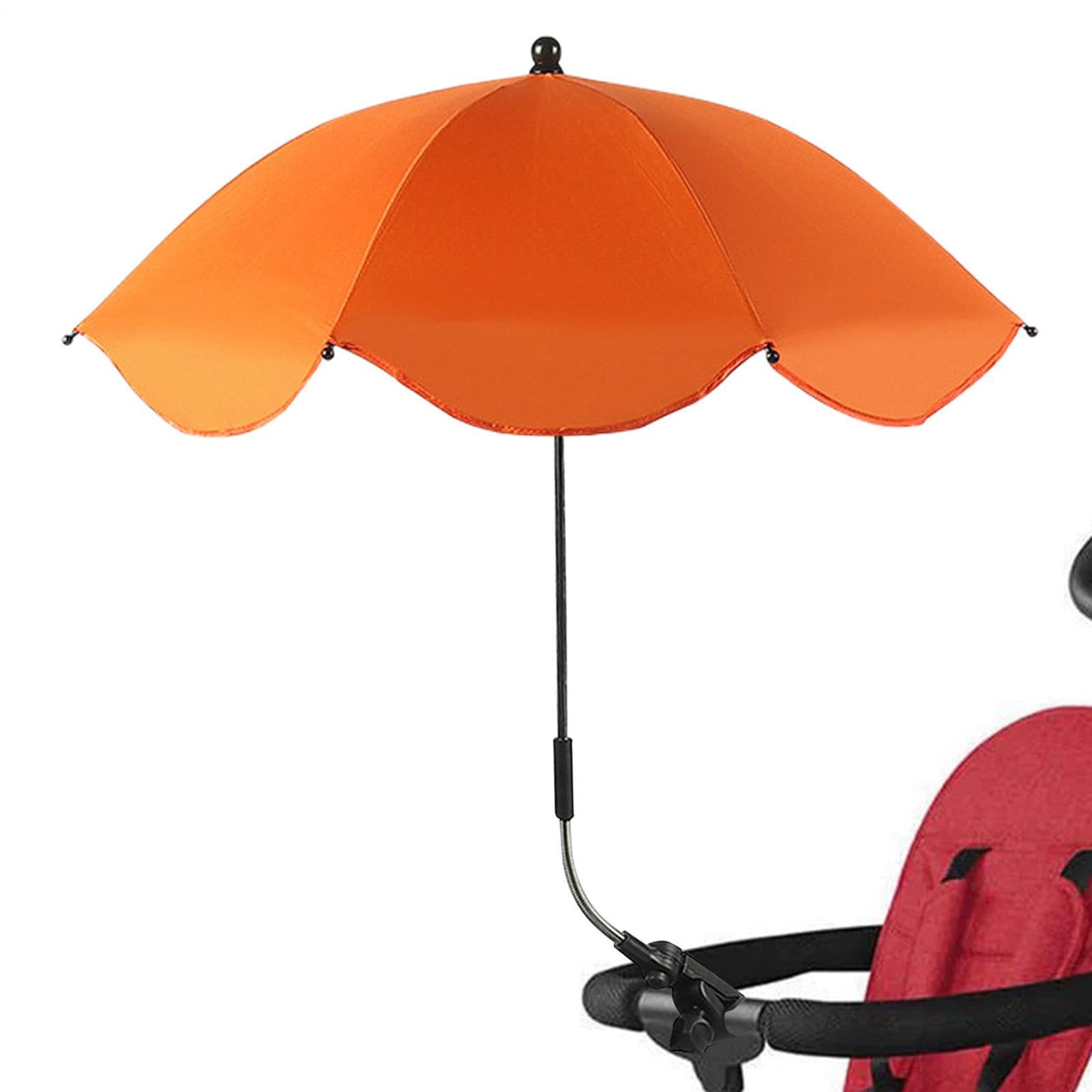 Stroller Parasol for Kids, Portable UV Protection Stroller Sun Shade Umbrella with Adjustable Clamp, Easily Folds Storage, Suitable for Beach Chairs, Wheelchairs, and Baby Strollers