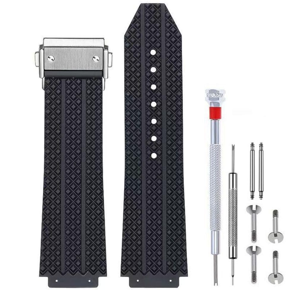 Cirtrar Rubber Silicone Watch Band Strap Compatible with Hublot 19mm*25mm*22mm Big Bang Watch Strap