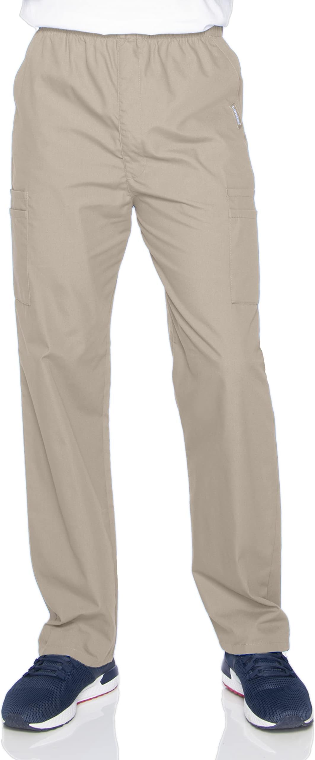 Essentials Relaxed Fit 7-Pocket Elastic Cargo Scrub Pants for Men 8555