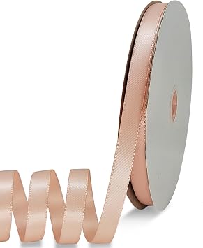Champagne Pink Satin Ribbon Double Faced Satin 1/2 inch x 100 Yards Polyester Ribbon for Gift Wrapping Crafts Wedding Decoration Bows Ornaments Party Bouquet Floral Arrangement