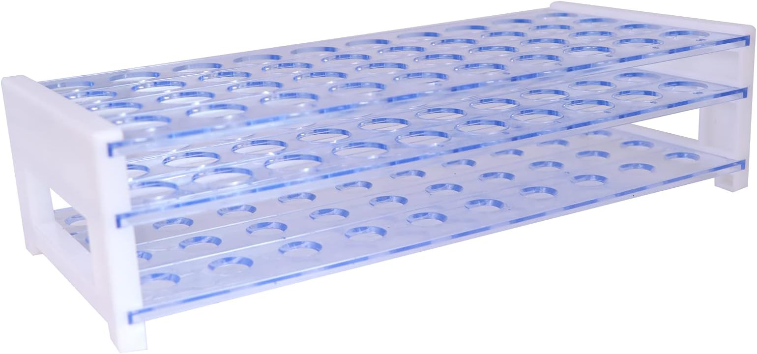 Lab Plastic Test Tube Rack Holder,3 Layers 50 Hole Positions Detachable Centrifuge Tube Rack 16MM Test Tubes Holding for Laboratory Business Industry Science